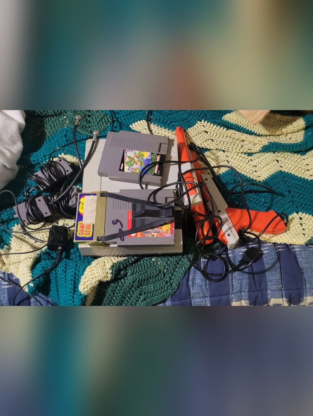 A collection of classic 8-bit retro video gaming gear